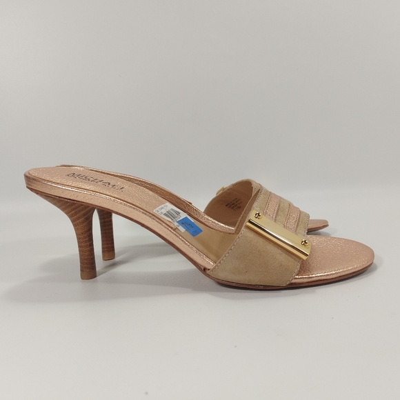NWT Michael Kors Leandro Rose Gold and Tan Leather High Heel Shoes, 7.5 - Picture 1 of 12
